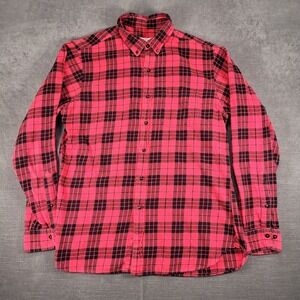 Brooks Brothers Red Flannel Shirt Button Up Plaid All Cotton‎ X Slim Large